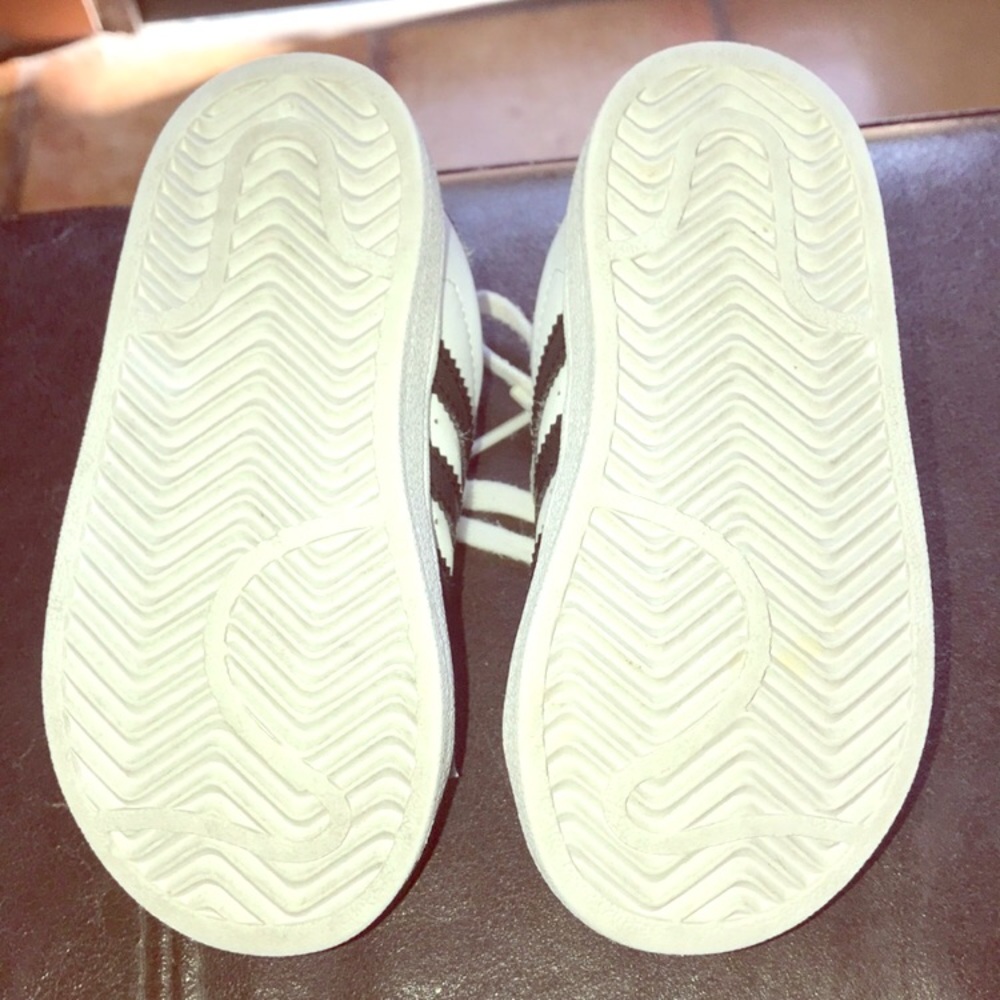 Adidas size 7.5 White and black shell toes